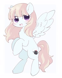 Size: 1624x2048 | Tagged: safe, artist:ginmaruxx, oc, oc only, pegasus, pony, blushing, cheek fluff, chest fluff, cute, ear fluff, female, looking at you, mare, ocbetes, open mouth, open smile, simple background, smiling, smiling at you, solo, white background, wings