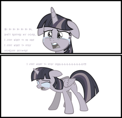 Size: 2774x2678 | Tagged: safe, artist:wardex101, twilight sparkle, alicorn, pony, g4, the ending of the end, what about discord?, comic, crying, crylight sparkle, discorded, discorded twilight, female, high res, open mouth, sad, twilight sparkle (alicorn), twilight tragedy