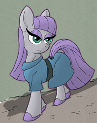 Size: 2004x2546 | Tagged: safe, artist:mysterywhiteflame, maud pie, earth pony, pony, g4, clothes, dress, eyelashes, eyeshadow, green eyes, high res, makeup, poker face, purple hair, solo, straight mane