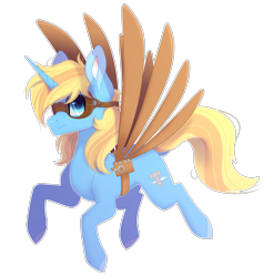 Size: 3615x3820 | Tagged: safe, artist:gladius lockhart, oc, oc:skydreams, pony, unicorn, artificial wings, augmented, aviator goggles, female, goggles, high res, mare, mechanical wing, simple background, solo, transparent background, wings