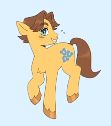 Size: 2300x2600 | Tagged: safe, artist:exxi00, caramel, earth pony, pony, g4, blue background, high res, male, simple background, solo, stallion