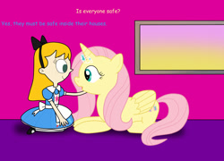 Size: 1531x1102 | Tagged: safe, artist:04startycornonline88, fluttershy, alicorn, human, g4, alicornified, comfort, comforting, element of kindness, fiona munson, fluttercorn, looking at each other, looking at someone, princess fluttershy, race swap, smiling, window