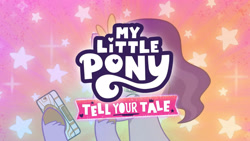 Size: 3410x1920 | Tagged: safe, screencap, pipp petals, pegasus, pony, clip trot, g5, my little pony: tell your tale, spoiler:g5, spoiler:my little pony: tell your tale, spoiler:tyts01e07, cellphone, female, high res, mare, my little pony logo, open mouth, open smile, phone, smartphone, smiling, solo