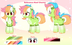 Size: 3058x1911 | Tagged: safe, artist:2pandita, oc, oc:keef charms, earth pony, pony, female, mare, reference sheet, solo
