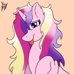 Size: 2048x2048 | Tagged: safe, artist:jay_wackal, princess cadance, alicorn, pony, canterlot wedding 10th anniversary, g4, cute, cutedance, female, high res, looking at you, mare, messy mane, raised hoof, simple background, solo, tongue out