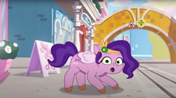 Size: 1678x938 | Tagged: safe, screencap, pipp petals, pegasus, pony, clip trot, g5, my little pony: tell your tale, spoiler:g5, spoiler:my little pony: tell your tale, spoiler:tyts01e07, :o, female, mare, open mouth, solo
