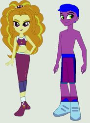 Size: 447x608 | Tagged: safe, artist:matthewjabeznazarioa, adagio dazzle, parish nandermane, human, equestria girls, g4, crossover, equestria girls-ified, exeron fighters, exeron outfit, martial arts kids, martial arts kids outfit