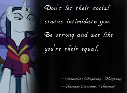 Size: 4096x3018 | Tagged: safe, artist:decokenite, edit, edited screencap, screencap, chancellor neighsay, pony, unicorn, g4, school raze, angry, book:neighsay x vincenzo quotes, clothes, furious, male, park joo-hyeong, robe, stallion, vincenzo