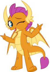Size: 1024x1482 | Tagged: safe, artist:jhayarr23, smolder, dragon, g4, cute, dragoness, eyebrows, female, looking at you, one eye closed, simple background, smolderbetes, solo, transparent background, vector, wink, winking at you