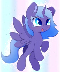 Size: 2500x3000 | Tagged: safe, artist:zokkili, princess luna, alicorn, pony, g4, blue eyes, colored eyelashes, cute, ear fluff, ethereal mane, female, filly, foal, high res, horn, lunabetes, open mouth, solo, sparkly mane, wings, woona, younger