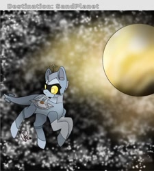 Size: 735x817 | Tagged: safe, artist:ichessekerzen, oc, oc only, oc:connie spaceplone, object pony, original species, spaceship ponies, fanfic:friendship drive charging, planet, solo, space, spaceship