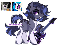 Size: 1280x1019 | Tagged: safe, artist:mirrastat, dj pon-3, octavia melody, vinyl scratch, oc, oc only, earth pony, pony, unicorn, g4, base used, earth pony oc, electric guitar, eyelashes, female, grin, guitar, lesbian, magical lesbian spawn, male, mare, musical instrument, offspring, parent:octavia melody, parent:vinyl scratch, parents:scratchtavia, ship:scratchtavia, shipping, simple background, smiling, solo, stallion, transparent background
