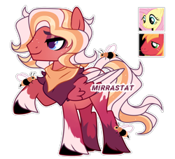 Size: 3934x3566 | Tagged: safe, artist:mirrastat, big macintosh, fluttershy, oc, bee, earth pony, insect, pegasus, pony, g4, base used, eyelashes, female, high res, makeup, male, mare, neckerchief, offspring, parent:big macintosh, parent:fluttershy, parents:fluttermac, pegasus oc, raised hoof, ship:fluttermac, shipping, simple background, stallion, straight, transparent background, unshorn fetlocks, wings