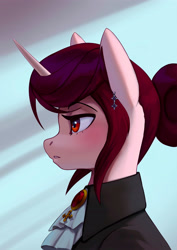 Size: 2500x3523 | Tagged: safe, artist:mrscroup, oc, oc only, oc:rosa maledicta, pony, unicorn, equestria at war mod, bust, clothes, female, high res, jewelry, mare, portrait, solo