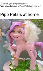 Size: 500x816 | Tagged: safe, pipp petals, pegasus, pony, g5, my little pony: a new generation, creepy, creepy smile, female, irl, jesus christ how horrifying, mare, meme, nightmare fuel, photo, smiling, statue