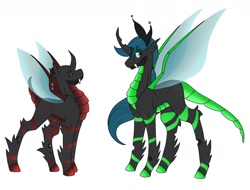 Size: 1312x996 | Tagged: safe, artist:shippingtrash, pharynx, thorax, changedling, changeling, g4, brothers, changedling brothers, duo, king thorax, male, prince pharynx, red changeling, redesign, siblings, simple background, size difference, white background