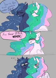 Size: 778x1080 | Tagged: safe, artist:kaifeather, princess celestia, princess luna, alicorn, pony, g4, ..., comic, confused, duo, female, freckles, incest, ship:princest, shipping, siblings, sisters