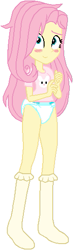 Size: 159x547 | Tagged: safe, artist:wolf, fluttershy, rabbit, equestria girls, g4, abdl, animal, blushing, clothes, diaper, frilly socks, messy hair, non-baby in diaper, pajamas, shirt, simple background, socks, solo, t-shirt, trace, white background