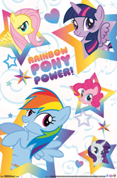 Size: 398x603 | Tagged: safe, fluttershy, pinkie pie, rainbow dash, rarity, twilight sparkle, alicorn, pony, g4, official, heart, merchandise, poster, stars, text, twilight sparkle (alicorn)