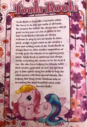 Size: 640x932 | Tagged: safe, toola-roola, g3, official, 2009, backstory, flower, hoof heart, magazine, mlp annual 2009, scan, story included, text