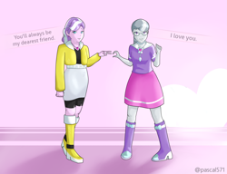 Size: 4333x3334 | Tagged: safe, artist:pascal571, diamond tiara, silver spoon, equestria girls, g4, my little pony equestria girls: better together, adorabullies, cute, doki doki literature club!, duo, duo female, female, lesbian, one-sided love, ship:silvertiara, shipping