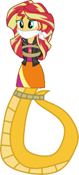 Size: 535x1175 | Tagged: safe, artist:cartoonmasterv3, sunset shimmer, lamia, equestria girls, g4, bondage, bound and gagged, cloth gag, gag, lamiafied, scared, simple background, species swap, sunset slither, tied up, transparent background, worried