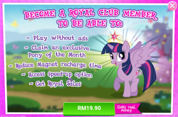 Size: 1034x682 | Tagged: safe, gameloft, twilight sparkle, g4, advertisement, costs real money, element of magic, greedloft