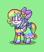 Size: 63x74 | Tagged: safe, artist:dematrix, oc, oc:pastel girl, alicorn, pony, pony town, bow, clothes, cute, dress, female, green background, hair bow, mare, multicolored tail, neck rings, pixel art, saddle, simple background, solo, tack, tail, tail bow, too much rainbow