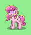 Size: 63x71 | Tagged: safe, artist:dematrix, oc, oc:rosa flame, pony, unicorn, pony town, bow, cute, female, green background, mare, picture for breezies, pixel art, simple background, smiling, solo, tail, tail bow