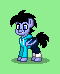 Size: 60x74 | Tagged: safe, artist:dematrix, oc, oc:valdo xavier, bat pony, pony, pony town, clothes, green background, male, picture for breezies, pixel art, simple background, smiling, solo, stallion