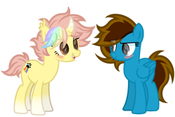 Size: 2400x1600 | Tagged: safe, artist:ponkus, oc, oc only, oc:penstroke, oc:ponkus, bat pony, hybrid, pegasus, pony, unicorn, blushing, female, mare, simple background, solo, transparent background