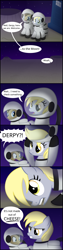 Size: 1500x6000 | Tagged: safe, artist:candy meow, derpy hooves, doctor whooves, time turner, earth pony, pegasus, pony, g4, comic, derpy being derpy, doctor who, female, male, mare, moon, space, spacesuit, stallion, tardis, the doctor