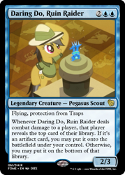 Size: 375x523 | Tagged: safe, edit, daring do, pegasus, pony, g4, read it and weep, bipedal, ccg, hat, magic the gathering, pith helmet, sapphire statue, trading card, trading card edit