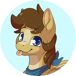 Size: 3695x3695 | Tagged: safe, artist:cutepencilcase, oc, oc only, pegasus, pony, :p, bust, colored pupils, high res, looking at you, pegasus oc, smiling, smiling at you, solo, tongue out