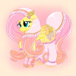 Size: 2000x2000 | Tagged: safe, artist:mediocremare, part of a set, fluttershy, pegasus, pony, g4, alternate cutie mark, clothes, floppy ears, goddess, high res, leg warmers, solo, veil