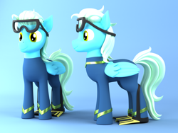 Size: 2000x1500 | Tagged: safe, artist:argos90, oc, oc:sea glow, pegasus, pony, 3d, 3d model, commission, dive suit, flippers (gear), male, pegasus oc, reference sheet, stallion, wetsuit, ych result