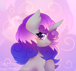 Size: 2418x2253 | Tagged: safe, artist:dedfriend, oc, oc only, pony, unicorn, abstract background, bust, ear fluff, female, high res, mare, solo, speedpaint available