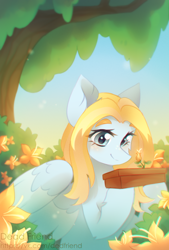 Size: 2408x3560 | Tagged: safe, artist:dedfriend, oc, oc only, pegasus, pony, flower, high res, solo, tree