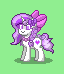 Size: 64x74 | Tagged: safe, artist:dematrix, oc, oc:marry valentina, pony, unicorn, pony town, bow, cute, ear piercing, female, green background, hair bow, jewelry, mare, necklace, picture for breezies, piercing, pixel art, simple background, smiling, solo, tail, tail bow