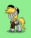 Size: 63x77 | Tagged: safe, artist:dematrix, derpy hooves, pegasus, pony, pony town, g4, clothes, female, green background, hat, mailmare, mare, picture for breezies, pixel art, simple background, solo