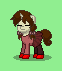 Size: 62x71 | Tagged: safe, artist:dematrix, pony, unicorn, pony town, clothes, eyes closed, female, green background, madotsuki, mare, picture for breezies, pixel art, ponified, shoes, simple background, skirt, solo, yume nikki