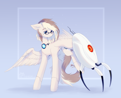 Size: 3597x2910 | Tagged: safe, artist:dedfriend, oc, oc only, pegasus, pony, high res, portal (valve), solo, turret