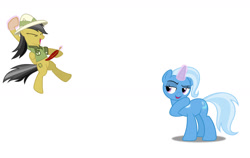 Size: 1280x811 | Tagged: safe, artist:diana173076, daring do, trixie, g4, feather, simple background, tickling, white background