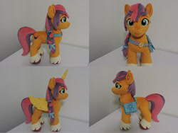 Size: 1280x962 | Tagged: safe, artist:little-broy-peep, sunny starscout, alicorn, earth pony, pony, g5, my little pony: a new generation, alicornified, female, horn, irl, mare, photo, plushie, race swap, satchel, solo, sunnycorn, wings