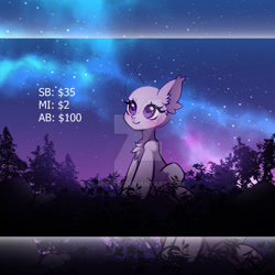 Size: 1024x1024 | Tagged: safe, artist:miioko, oc, earth pony, pony, bald, blushing, chest fluff, commission, deviantart watermark, ear fluff, earth pony oc, eyelashes, milky way galaxy, night, obtrusive watermark, outdoors, sitting, solo, stars, watermark, your character here