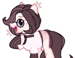 Size: 1287x997 | Tagged: safe, artist:toffeelavender, oc, oc only, earth pony, pony, base used, clothes, earth pony oc, glasses, hoof on chest, open mouth, raised hoof, simple background, solo, transparent background, unshorn fetlocks