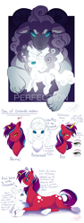 Size: 1700x4500 | Tagged: safe, artist:theartfox2468, oc, oc only, oc:concord, draconequus, pony, unicorn, beard, brainwashing, draconequus oc, facial hair, female, filly, foal, freckles, heterochromia, horns, male, mare, markings, mother and child, mother and daughter, multicolored hair, simple background, star au, tl;dr, white background