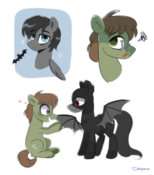 Size: 3600x4100 | Tagged: safe, artist:darkynez, bat pony, earth pony, pegasus, pony, bat wings, batman, duo, glasses, heart, male, ponified, simple background, stallion, the batman, the riddler, white background, wings