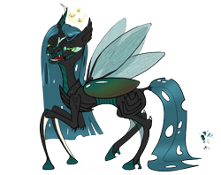 Size: 2401x1901 | Tagged: safe, artist:underwoodart, queen chrysalis, changeling, changeling queen, firefly (insect), insect, mantis, mantis pony, canterlot wedding 10th anniversary, g4, alternate design, chitin, colored hooves, fangs, female, four wings, full body, halo, heart eyes, insect wings, iridescence, iridescent, looking at you, membrane, multiple wings, reference sheet, simple background, solo, spread wings, transparent background, wingding eyes, wings