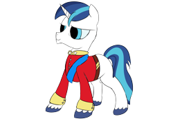 Size: 2048x1444 | Tagged: safe, artist:suryfromheaven, shining armor, pony, unicorn, canterlot wedding 10th anniversary, g4, canterlot, clothes, handsome, low effort, simple background, solo, transparent background, uniform